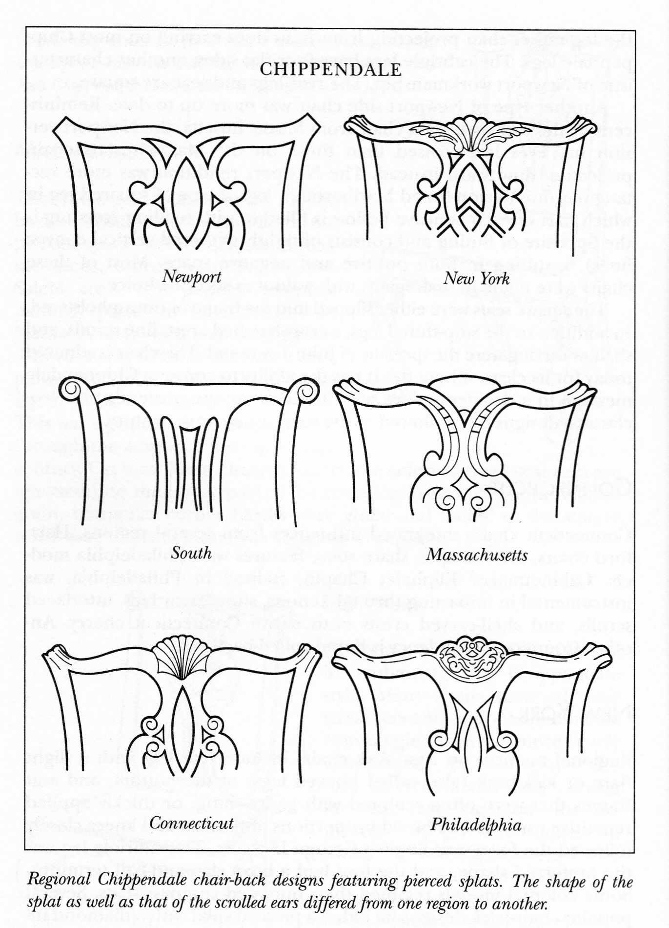 Regional Chippendale Chair-Back styles. Credit to Spalding Nix Fine Art - https://www.pinterest.com/pin/428123508301348052/