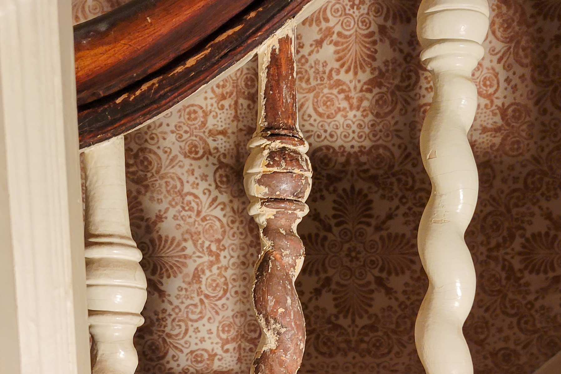 Antique staircase barley twist spindle with lead paint removed.